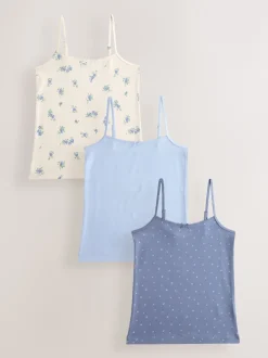 Next Bleu - Gilets cami imprimés à bretelles Lot de 3 (1.5-16ans) Clearance
