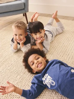 Next Bleu / Gris Slogan - Lot de 3 pyjamas décontractés (9mois à10ans) Outlet