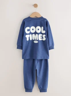Next Bleu / Gris Slogan - Lot de 3 pyjamas décontractés (9mois à10ans) Outlet