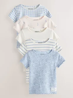 Next Bleu - Hauts côtelés à manches courtes Lot 5 (3mois7ans) Outlet
