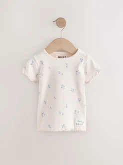 Next Bleu - Hauts côtelés à manches courtes Lot 5 (3mois7ans) Outlet