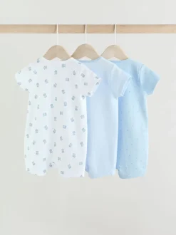 Next Bleu - Lot de 3 barboteuses zippées bidirectionnelles pour bébé (0 mois à 3 ans) Outlet