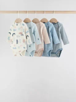 Next Bleu - Lot de 5 bodys à manches longues pour bébé Best