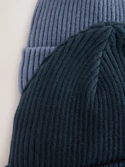 Next Bleu - Lot de 2 bonnets en maille bébé (0mois-2ans) Clearance
