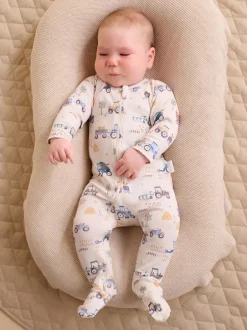 Purebaby Bleu - Lot de 2 combinaisons zippées imprimées Outlet