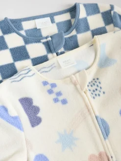 Next Bleu - Lot de 2 dors-bien bébé en micro polaire avec fermeture éclair bidirectionnelle Hot