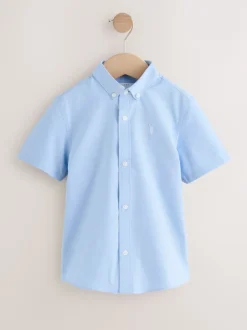 Next - Manches courtes Coton riche Oxford Chemise (3-16ans) Bleu Online