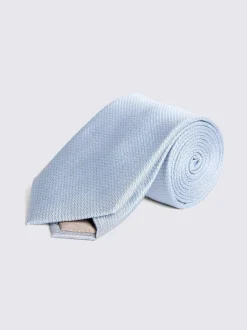 MOSS - Cravate en soie semi-blanchie Bleu Clearance