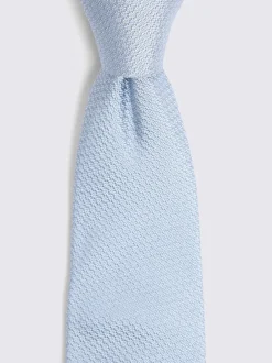 MOSS - Cravate en soie semi-blanchie Bleu Clearance