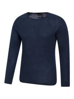 Mountain Warehouse Bleu - Haut thermique à col rond en mérinos pour homme Best