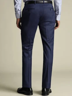 Charles Tyrwhitt Bleu - Pantalon slim en peau de requin Clearance