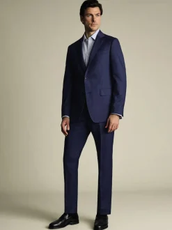 Charles Tyrwhitt Bleu - Pantalon slim en peau de requin Clearance