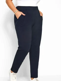 Yours Curve Bleu - Pantalon de jogging en jersey stretch à double pli Discount