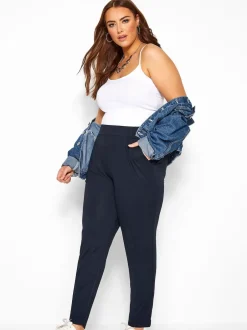 Yours Curve Bleu - Pantalon de jogging en jersey stretch à double pli Discount