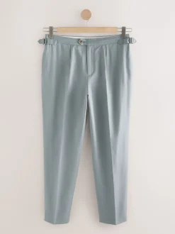 Next Bleu - Pantalon élégant en mélange de coton avec pattes d'ajustement sur le côté, lin et lyocell Clearance