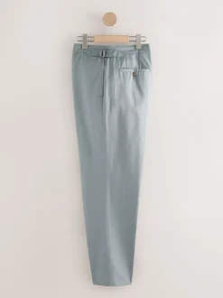 Next Bleu - Pantalon élégant en mélange de coton avec pattes d'ajustement sur le côté, lin et lyocell Clearance