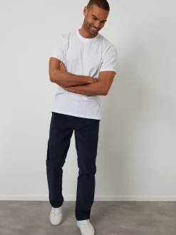 Threadbare Bleu - Pantalons coupe droite en velours côtelé extensible Clearance