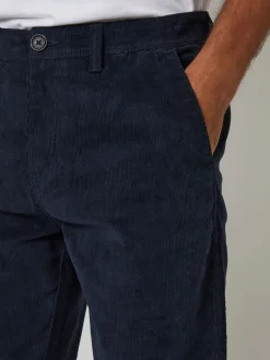 Threadbare Bleu - Pantalons coupe droite en velours côtelé extensible Clearance