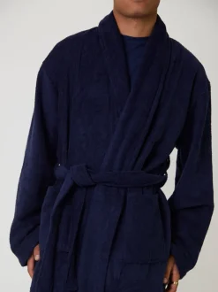 Loungeable Bleu - Peignoir homme classique en éponge Sale