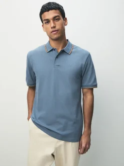 Next - Polo coupe classique à manches courtes et liserés Bleu Hot