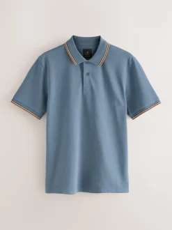 Next - Polo coupe classique à manches courtes et liserés Bleu Hot