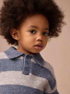 Next Bleu - Polo de rugby en maille rayée (3mois-7ans) Outlet