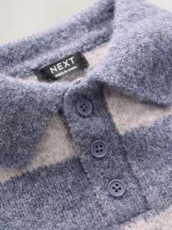 Next Bleu - Polo de rugby en maille rayée (3mois-7ans) Outlet