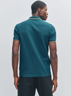 Fred Perry - Polo à double liseré Bleu Clearance