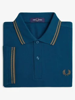 Fred Perry - Polo à double liseré Bleu Clearance