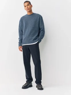 Next Bleu - Pull douillet à col rond coupe décontractée en laine Outlet