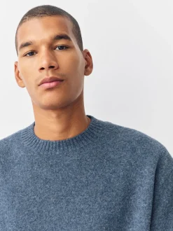 Next Bleu - Pull douillet à col rond coupe décontractée en laine Outlet