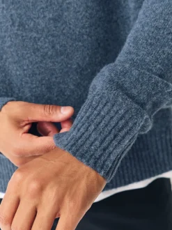 Next Bleu - Pull douillet à col rond coupe décontractée en laine Outlet