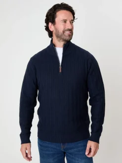 Saltwell Bleu - Pull Mini quart de zip en maille torsadée Clearance