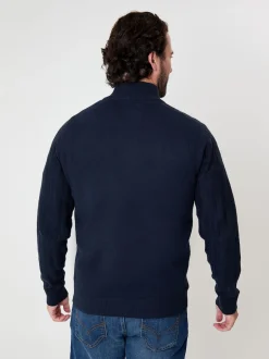 Saltwell Bleu - Pull Mini quart de zip en maille torsadée Clearance