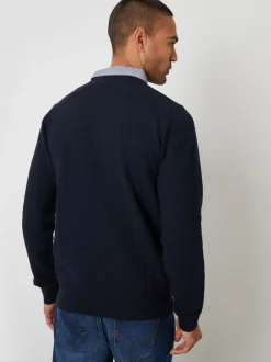Threadbare Bleu - Pull Mock Shirt texturé en maille Hot