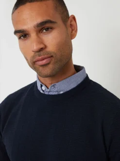 Threadbare Bleu - Pull Mock Shirt texturé en maille Hot