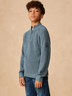 Next Bleu - Pull utilitaire en maille à col zippé (3-16ans) Clearance