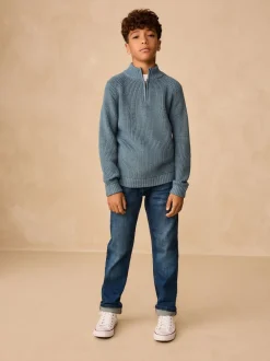 Next Bleu - Pull utilitaire en maille à col zippé (3-16ans) Clearance