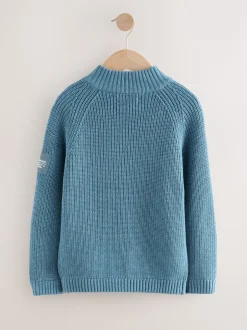 Next Bleu - Pull utilitaire en maille à col zippé (3-16ans) Clearance