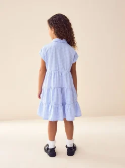 Next Bleu - Robe chemise à col chemise à volants vichy Cotton Rich School (3-14ans) New