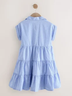 Next Bleu - Robe chemise à col chemise à volants vichy Cotton Rich School (3-14ans) New