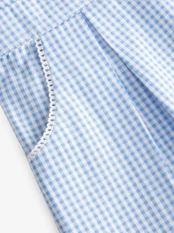 Next Bleu - Robe d'école Vichy à col festonné Cotton Rich (3-14ans) Sale