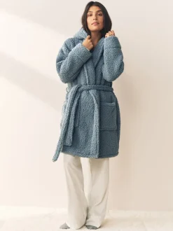 Next Bleu - Robe de chambre en peluche Outlet