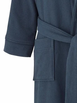 Savile Row Company Bleu - Robe de chambre gaufrée en coton avec doublure en éponge Hot