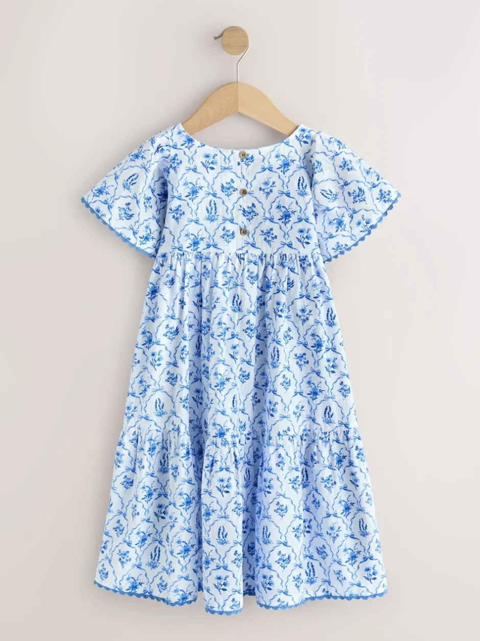 Next Bleu - Robe Fleuri manches ange (3-16ans) Online