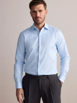 Next Bleu - Slim Fit (Slim Fit) - Signature 100% coton avec chemise élégante texturée Clearance