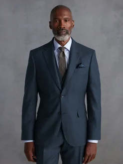 Next Bleu - Slim Fit (Slim Fit) - Veste de costume en flanelle de laine et cachemire mélangées Signature Zignone Outlet