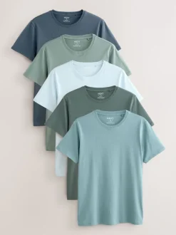 Next Bleu - Slim Fit (Slim Fit) - T-shirts de superposition en coton 100 %, lot de 5 Discount