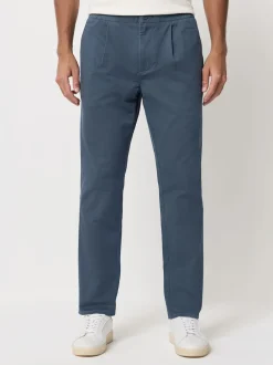 Next Bleu - Slim Fit (Slim Fit) - Pantalons Chinos extensibles plissés avec taille élastique Online