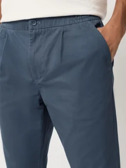 Next Bleu - Slim Fit (Slim Fit) - Pantalons Chinos extensibles plissés avec taille élastique Online